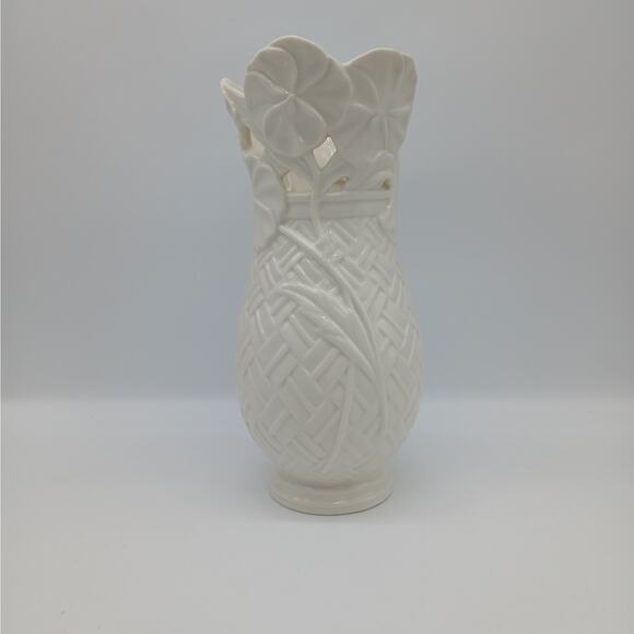 Lenox Basket of Flowers Collection Vase Pansy 9” Ivory Porcelain Retired - Picture 1 of 10